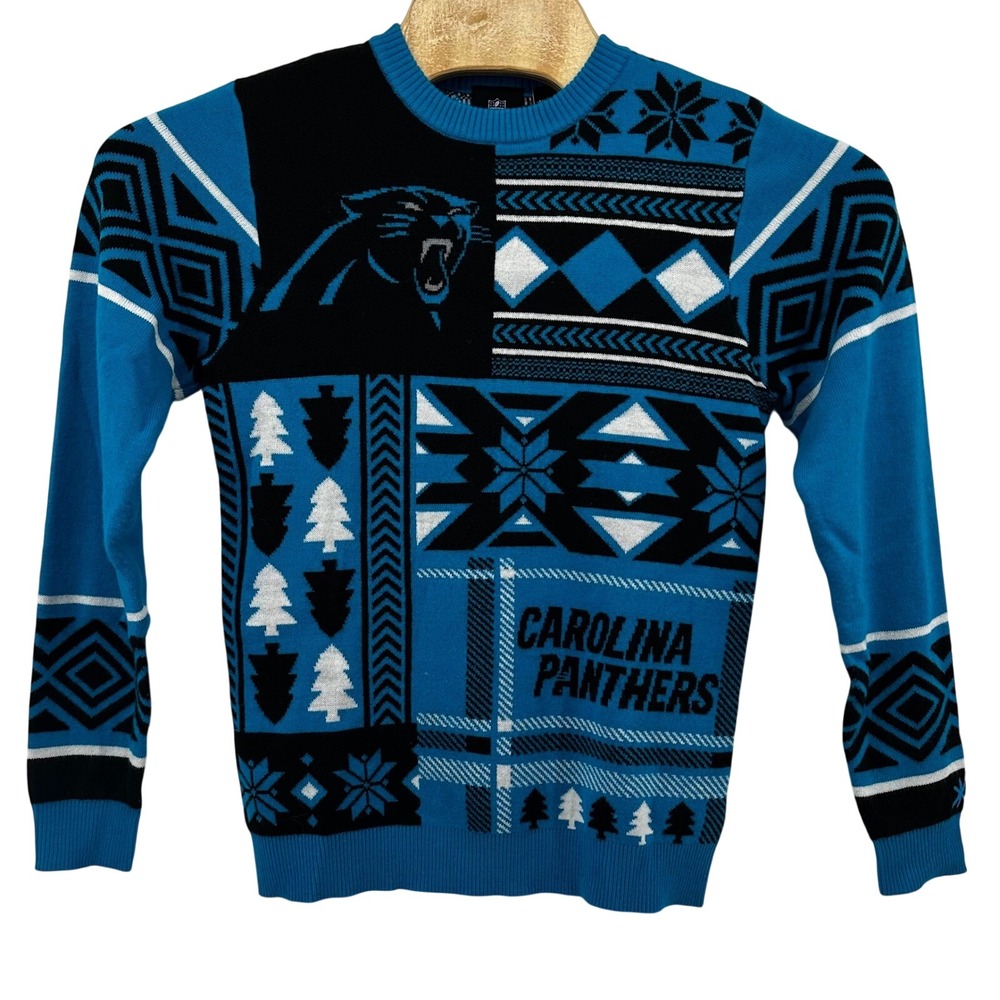 Carolina Panthers NFL Football Sweater Crewneck Patterned Ugly Style Adult Small
